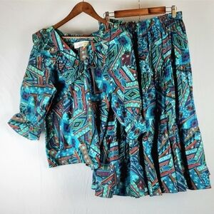 Vintage‎ Pitchfork Brand Western Southwestern Prairie Skirt Set